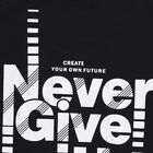 Boys Jet Black Round Neck Casual T-Shirt, काला, small image number null