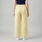Women's Yellow Wide-Leg Elastic Waist Trousers, पीला, small