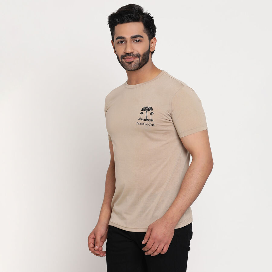 Round Neck T-Shirt, Beige, large image number null