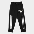 Boys Black Tapered Fit Printed Cotton Blend Pyjama, Black, small