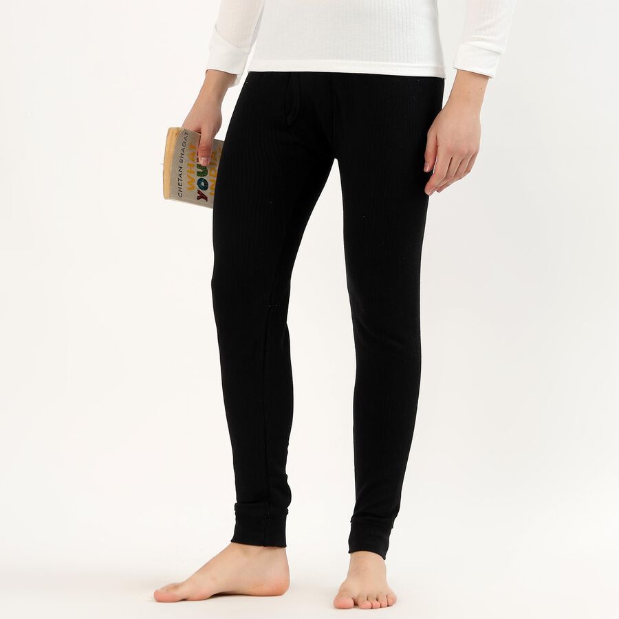 Men's Black Slim Fit Thermal Lower, Black, large image number null