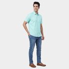 Men's Teal Classic Collar Casual Shirt, एक्वा, small