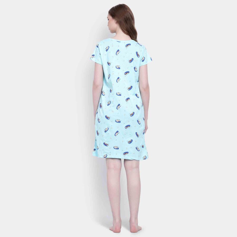 Printed Nighty, Light Green, large image number null