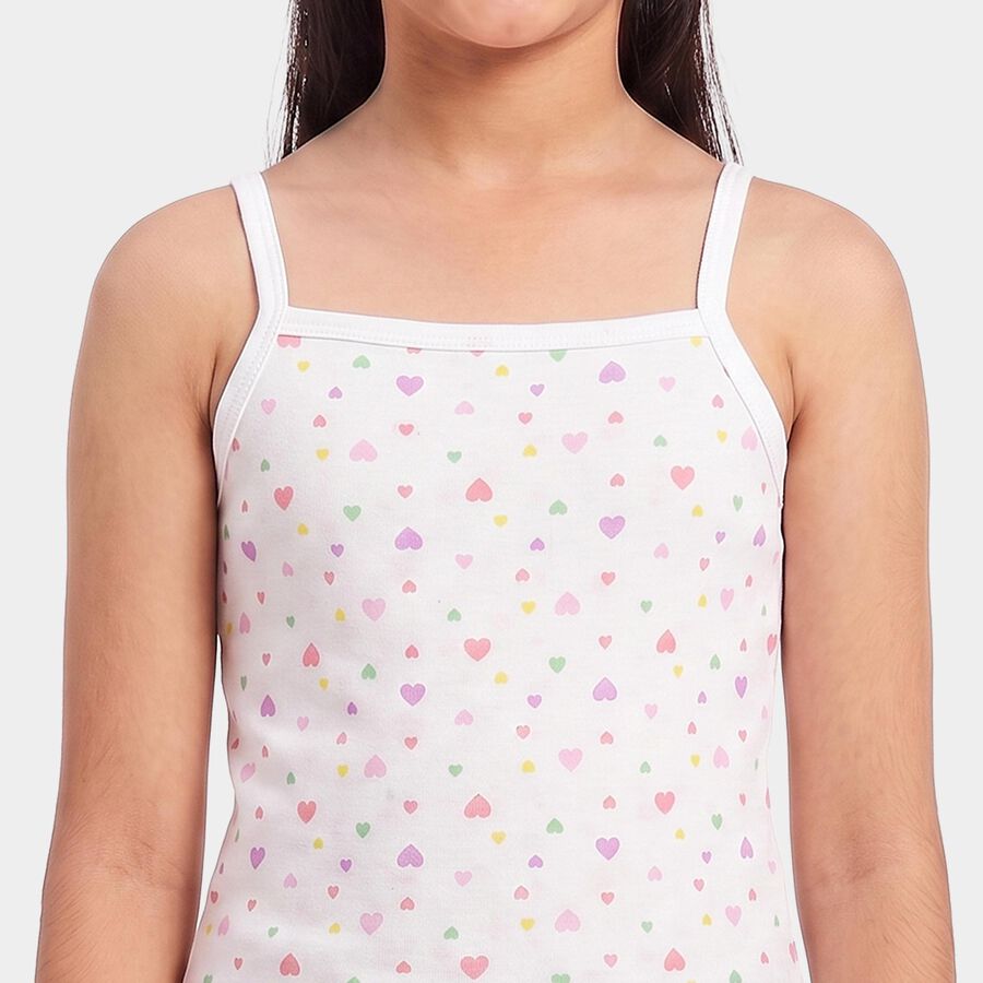 Girls' Pink Cotton Sleeveless Square Neck Vest, हल्का गुलाबी, large