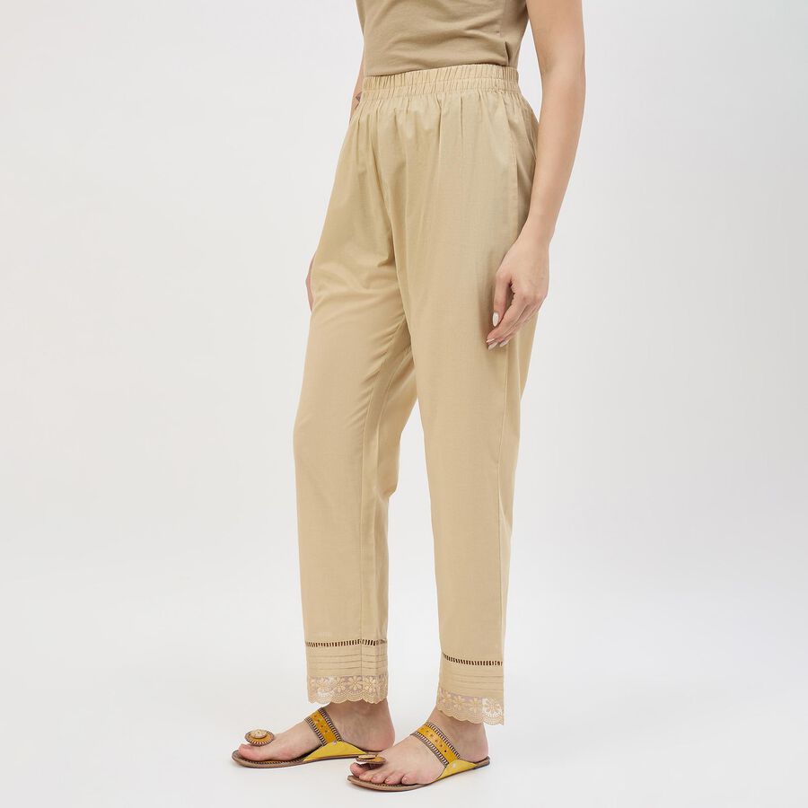 Women's Cotton Minimalist Wide-Leg Palazzos, गहरा पीला, large