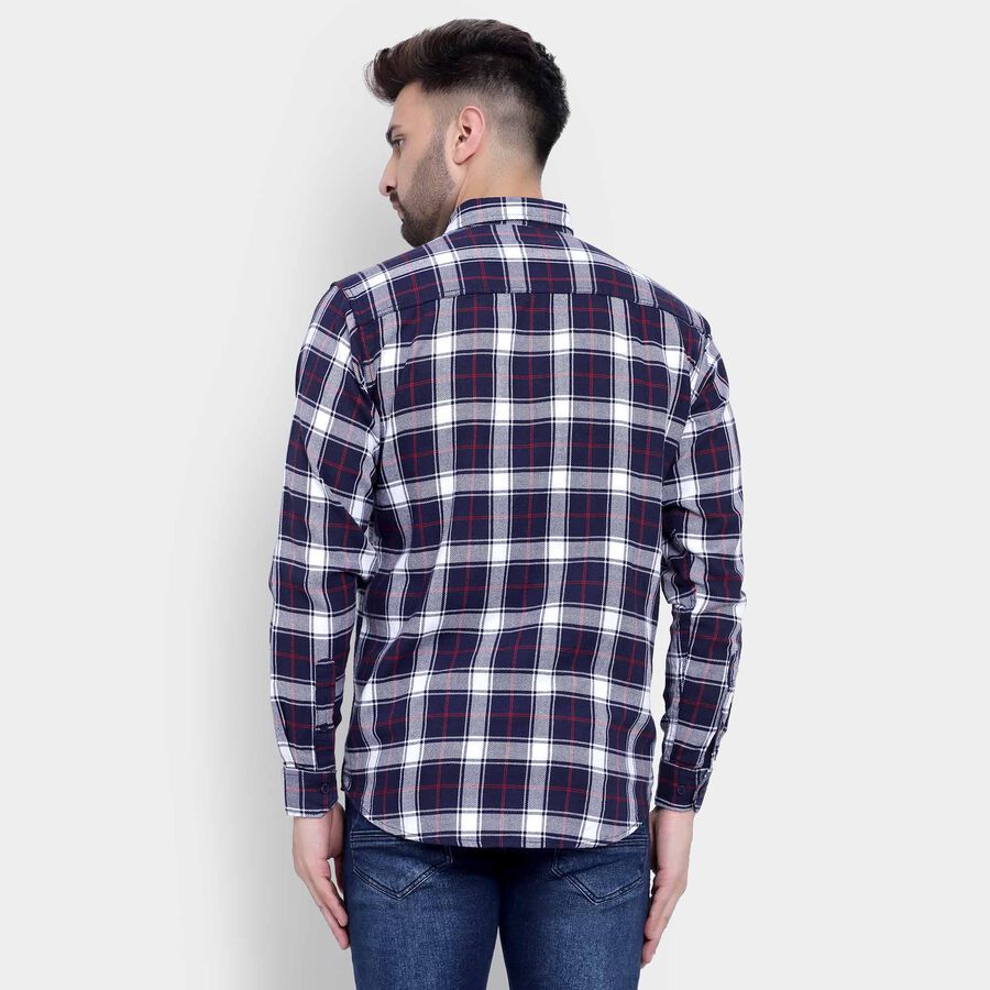 Cotton Checks Casual Shirt, Navy Blue, large image number null
