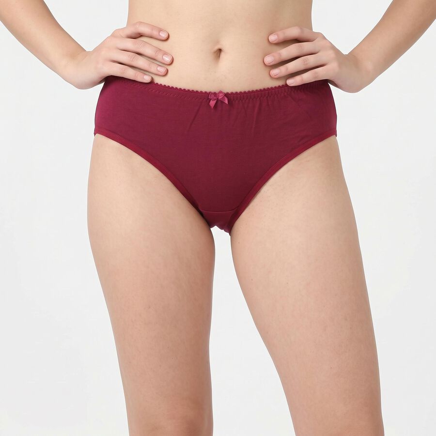 Women's Maroon Regular Fit Solid Brief Panty, Wine, large