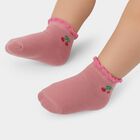 Infants Soft Pink and Cream Regular Fit Cherry Print Socks Pack of 2, Light Pink, small image number null