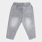 Infants Heavy Wash with Embr Rib Waist W Suspende Jeans, Light Grey, small image number null