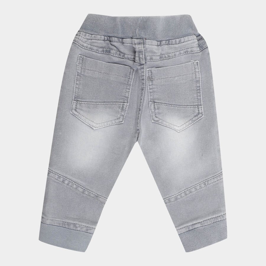 Infants Heavy Wash with Embr Rib Waist W Suspende Jeans, Light Grey, large image number null