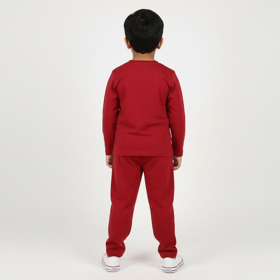 Boys' Maroon Mandarin Collar Solid Baba Suit, Maroon, large image number null
