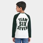Boys White Round Neck Raglan Boys T-Shirt, White, small