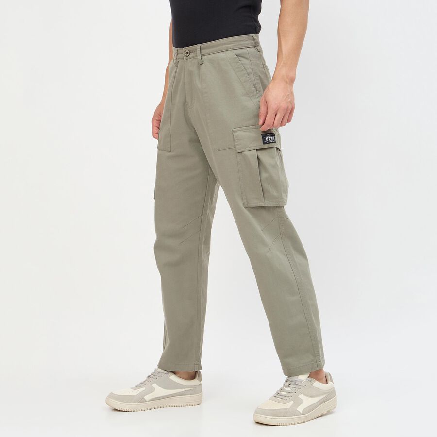 Men's Slim Fit Casual Trousers, Light Green, large