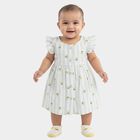 Infants' White and Light Green Lemon Print Ruffle Sleeve Cotton Frock, Light Green, small