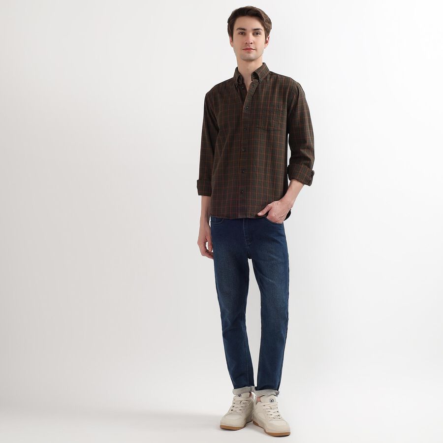 Men's 100% Cotton Casual Shirt, Olive, large image number null
