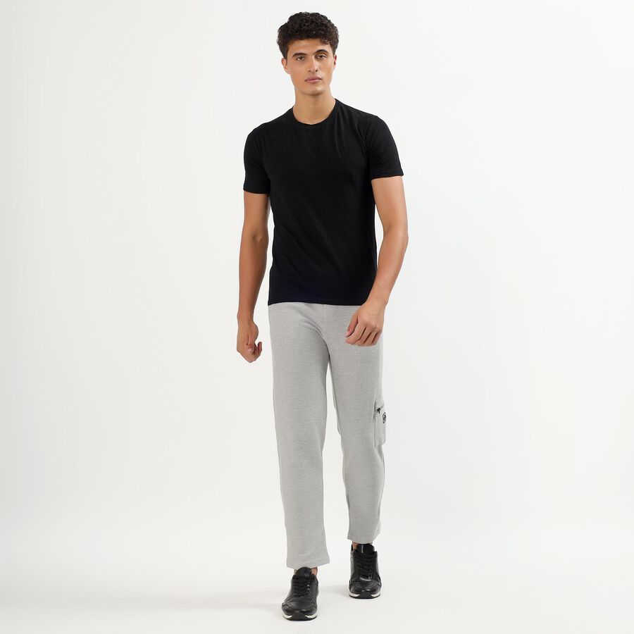 Men's Light Grey Textured Cotton Blend Jogger, मिश्रित हल्का ग्रे, large image number null