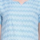 All Over Print Short Sleeves Kurti, Mid Blue, small image number null