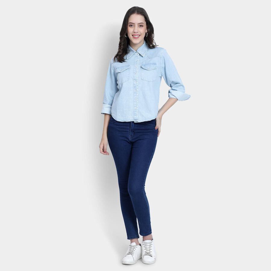 Ladies' 100% Cotton Shirt , हल्का नीला, large image number null