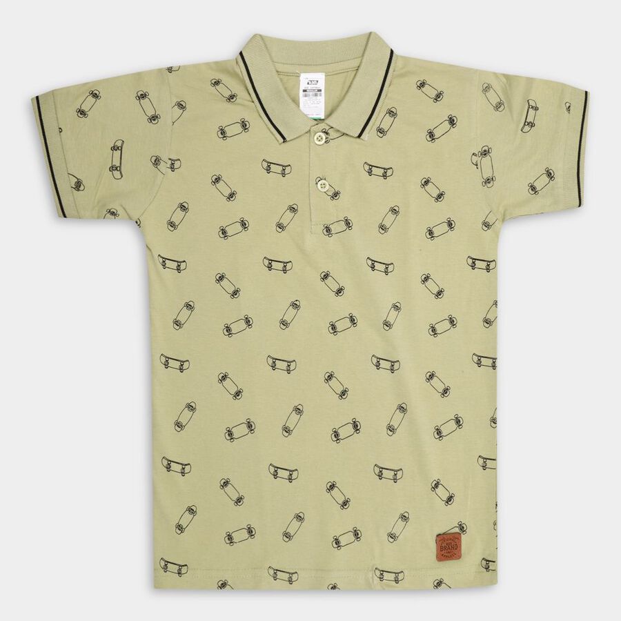 Boys' Cotton Half Sleeves T-Shirt, Olive, large image number null