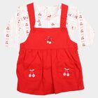 Girls' Red Embroidered Fit and Flare Frock, Red, small