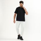 Men's Off-White Tapered Fit Running Track Pants, हल्का ग्रे, small