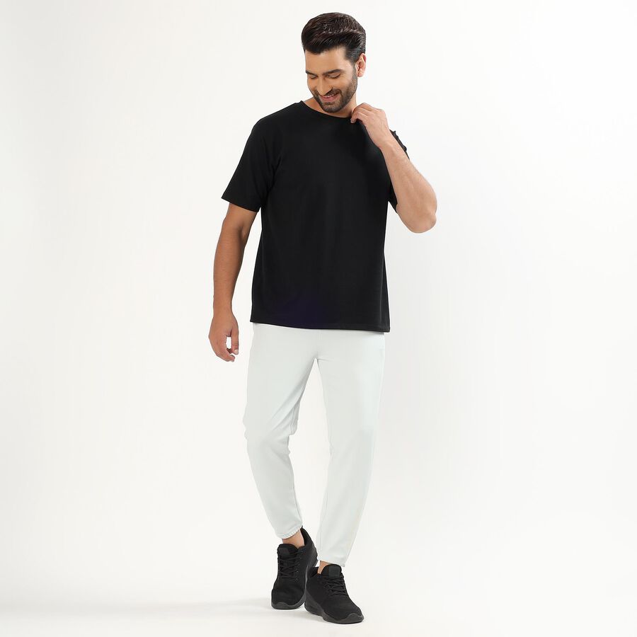 Men's Off-White Tapered Fit Running Track Pants, हल्का ग्रे, large