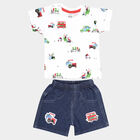 Infants Cotton Printed Baba Suit, White, small image number null