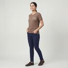 Women's Brown Round Neck Casual T-Shirt, Brown, small