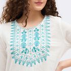 Women's Deep Teal Blue Cotton Round Neck Embroidered Kurta, टील ब्लू, small image number null