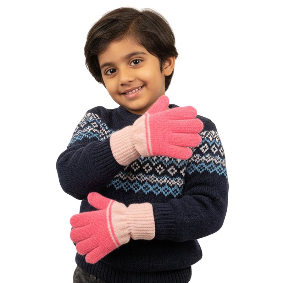 Girls' Gloves, Pink, large image number null
