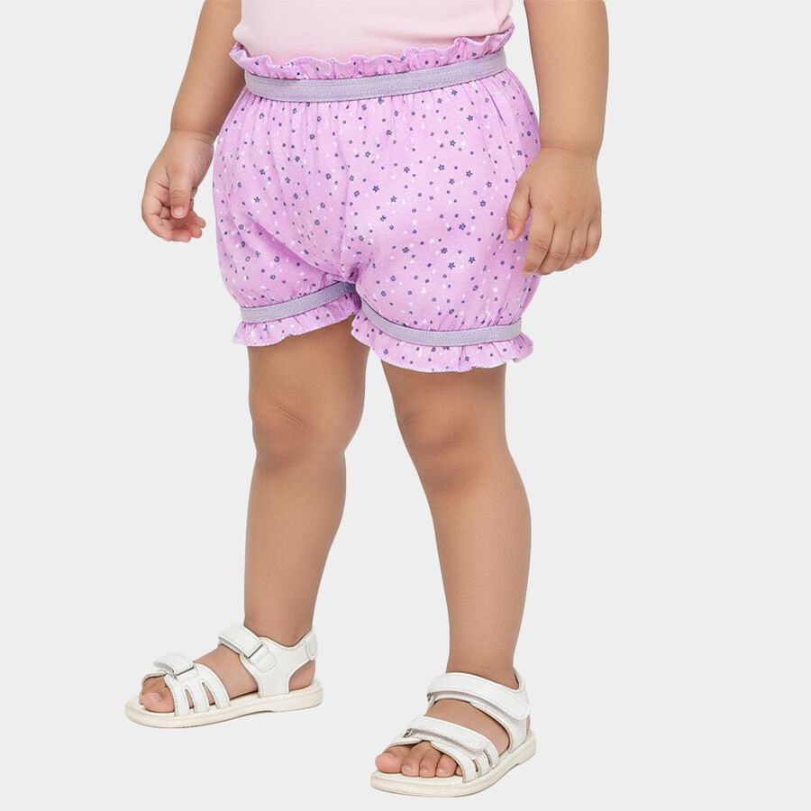 Girls' Light Lavender Printed Ruffled Bloomers, लाइलेक, large image number null