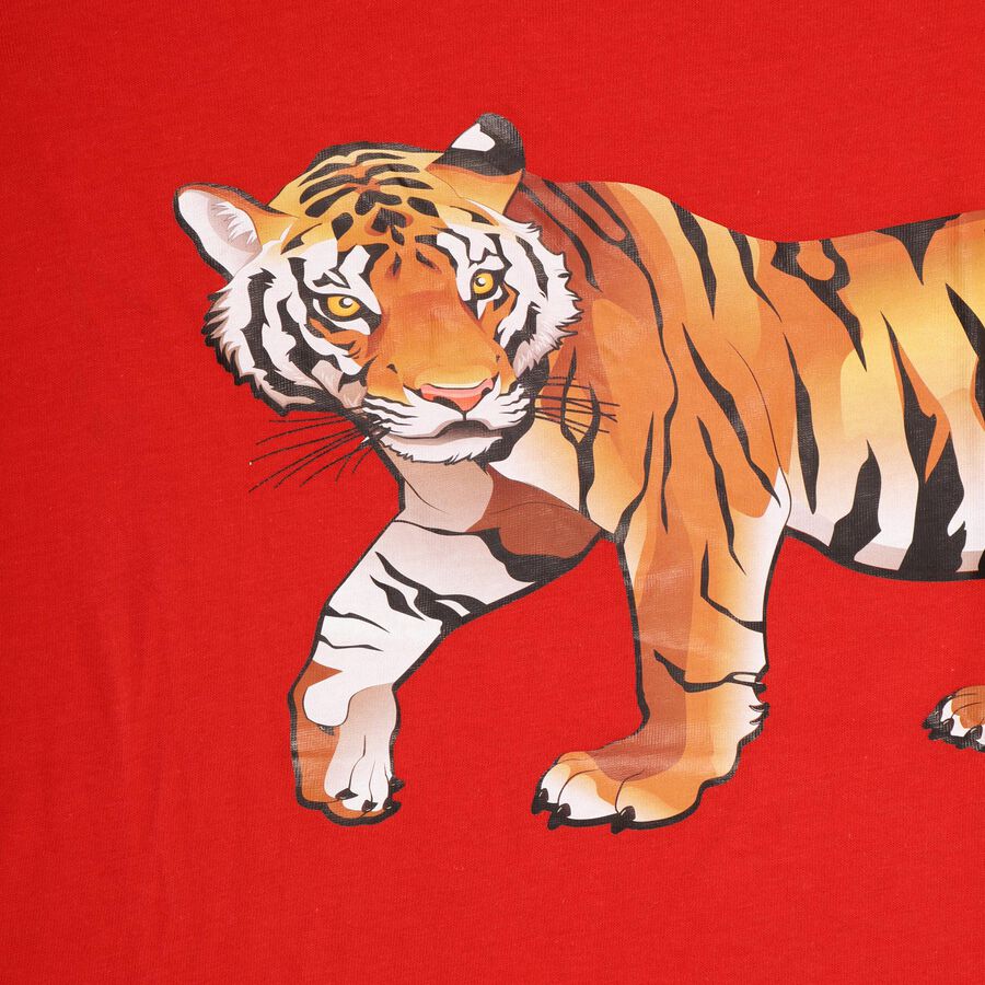 Boys' 100% Cotton Half Sleeves T-Shirt , Red, large image number null