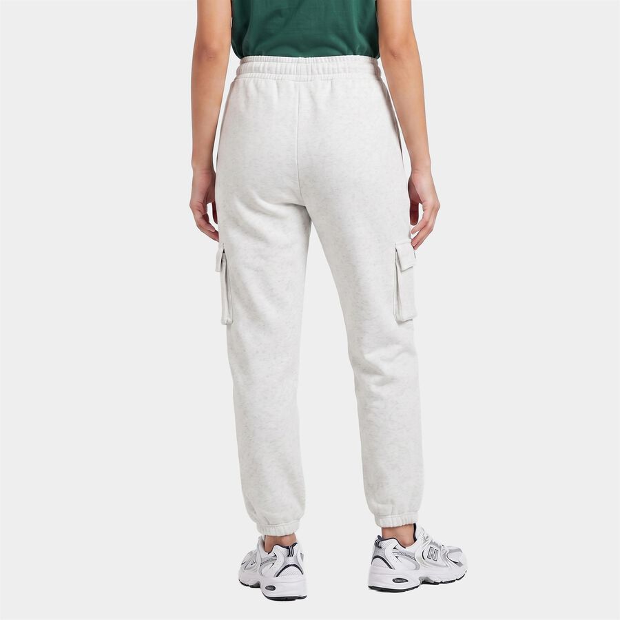 Women's Ecru Melange Jogger Fit Cargo Track Pants, एक्रू मिश्रित, large