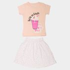 Girls Light Pink Round Neck Co-ord Set Upper and Bottom Set, हल्का गुलाबी, small