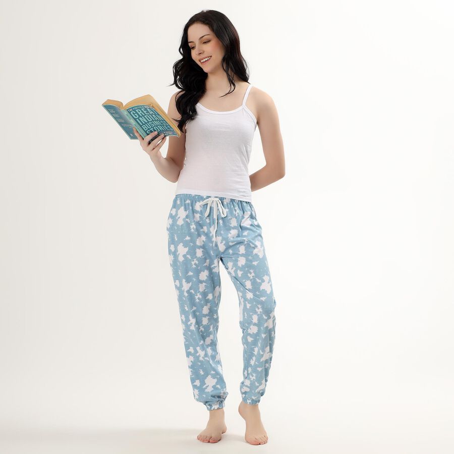 Women's Light Blue All Over Printed Full Length Pyjama, हल्का नीला, large image number null
