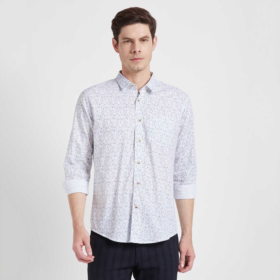 Cotton Printed Casual Shirt, White, large image number null