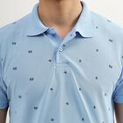 Men's Light Blue Polo Neck Slim Fit T-Shirt, Light Blue, small image number null