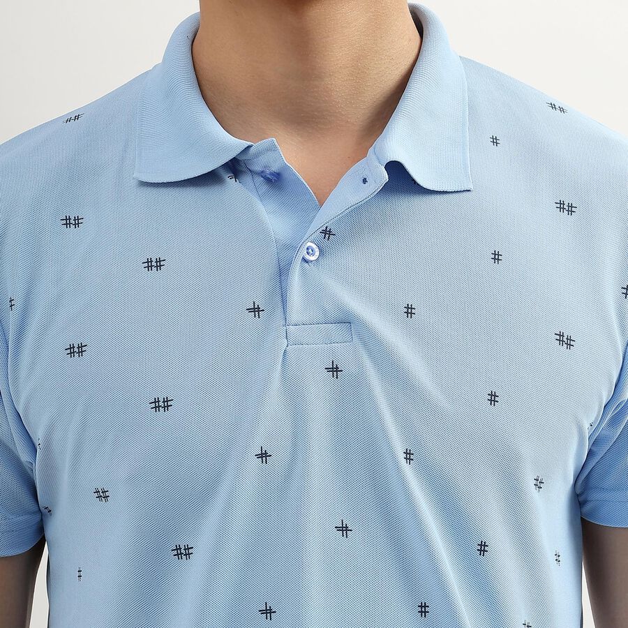 Men's Light Blue Polo Neck Slim Fit T-Shirt, Light Blue, large image number null