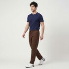 Men's Brown Slim Fit Drawstring Casual Trousers, Brown, small
