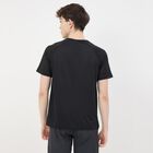 Men's Jet Black Crew Neck Athleisure T-Shirt, काला, small