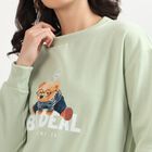 Women's Light Sage Green Crew Neck Casual Sweatshirt, हल्का हरा, small image number null