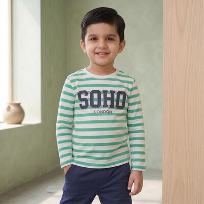 Boys Green Crew Neck Regular Boys T-Shirt