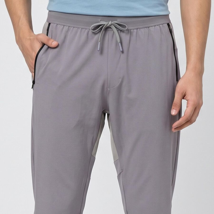 Men's Grey Jogger Fit Side Panel Track Pants, हल्का ग्रे, large