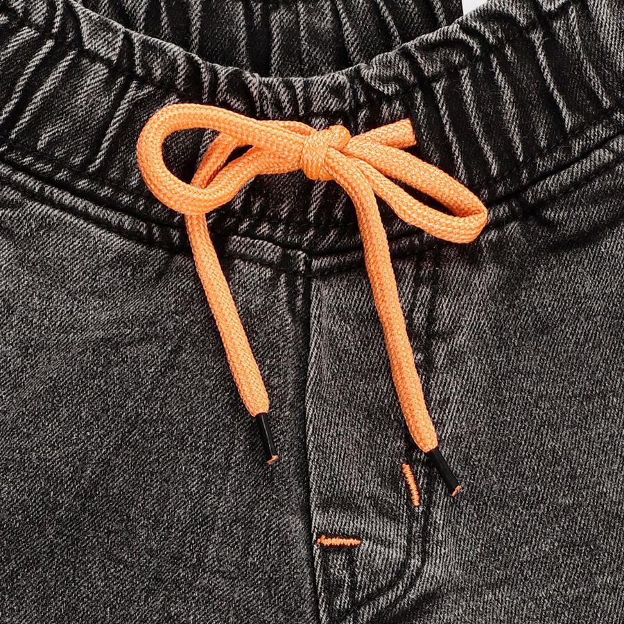 Boys' Charcoal Black Relaxed Fit Jogger Jeans, चारकोल, large image number null