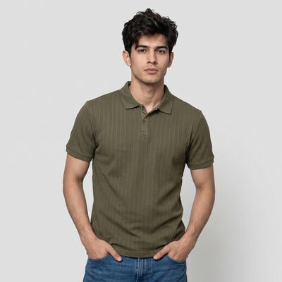 Men Olive Green Polo Neck Polo T-Shirt