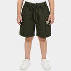 Boys Green Regular Fit Casual Bermuda Shorts, Dark Green, small