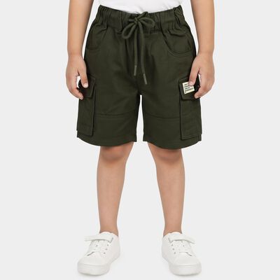 Boys Green Regular Fit Casual Bermuda Shorts