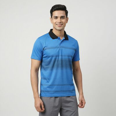 Men's Light Blue Round Neck Athleisure T-Shirt