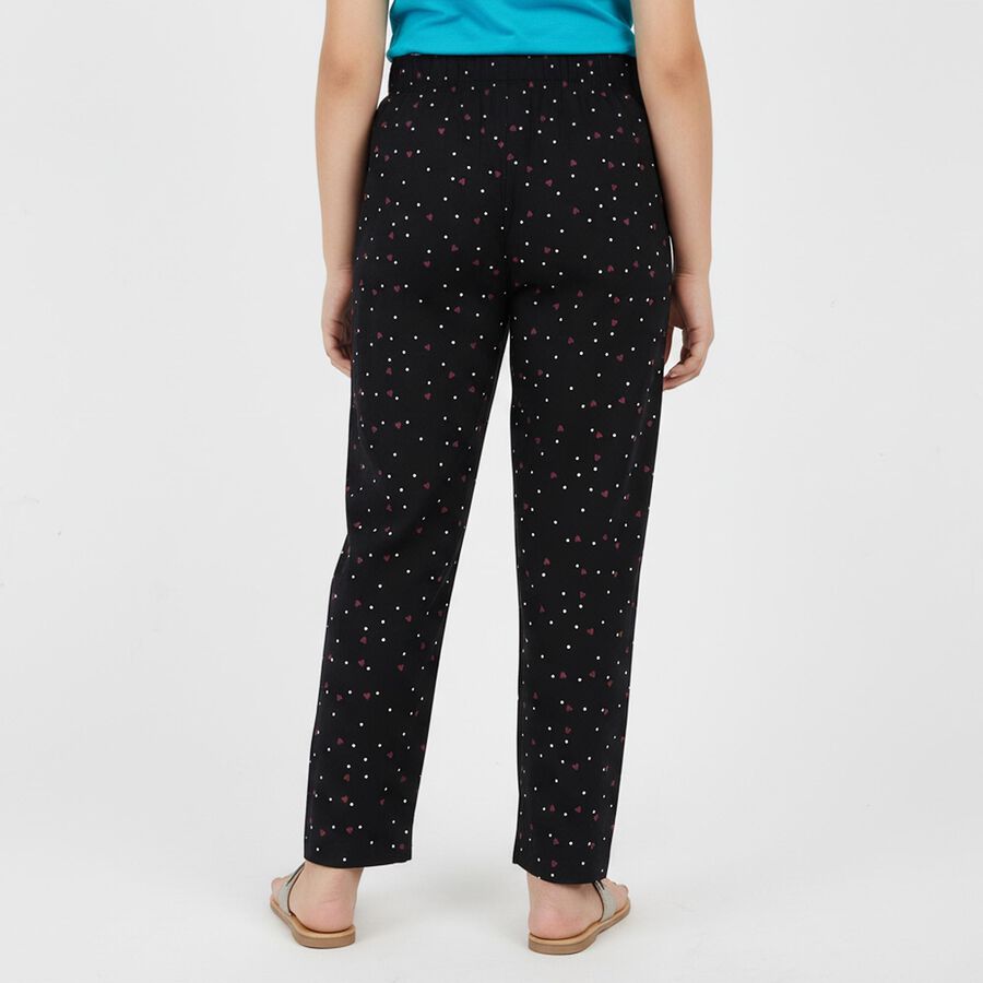 Girls' Black Cotton Blend Pyjama, Black, large