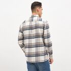 Men's Off White and Navy Cotton Button Down Casual Shirt, Off White, small image number null